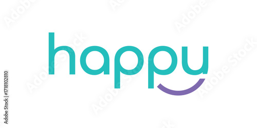 wordmark happy logo design, typography text happy symbol icon vector
