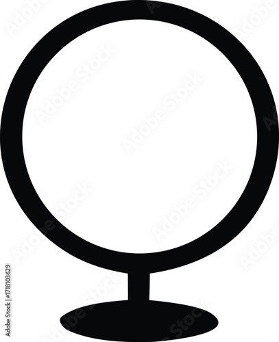 Simple black outline ring light stand on oval base for photography and content creation