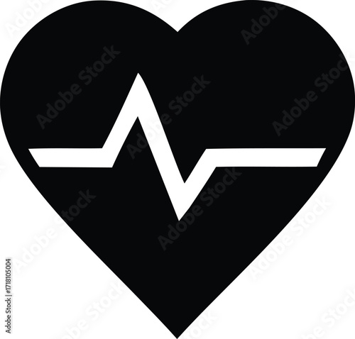 Heartbeat icon symbolizing health life medical care cardiology and pulse rhythm for wellness and vital signs monitoring