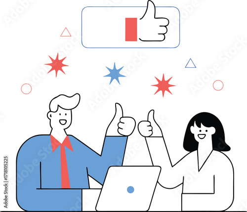 coworkers giving thumbs up after success.