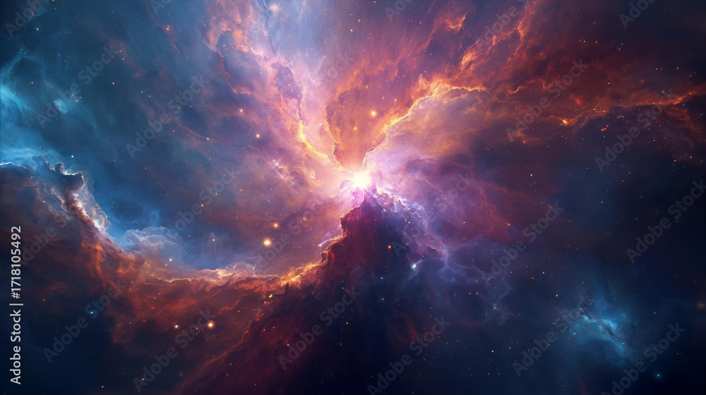 Fototapeta premium Exploding Nebula with Vibrant Galactic Colors AI-generated graphics 