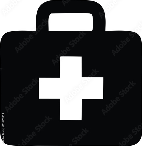 First aid kit icon symbol representing emergency medical care health services and safety preparedness supplies