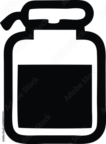 Simple icon of a container with a handle and contents graphic element for representation