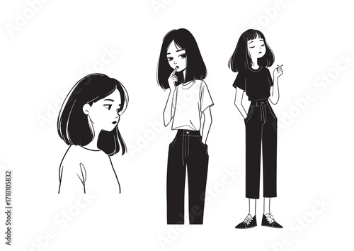 クールに立っている女性