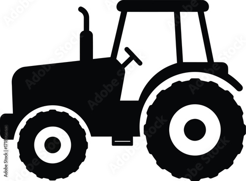 Scalable vector illustration of a silhouette tractor ideal for agricultural projects and graphics