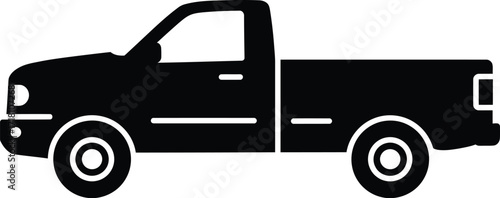 Fotografija Black silhouette vector illustration of a pickup truck for versatile graphic des