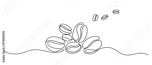 continuous line of coffee beans. one line drawing of coffee beans. one line Icon drawing with white background