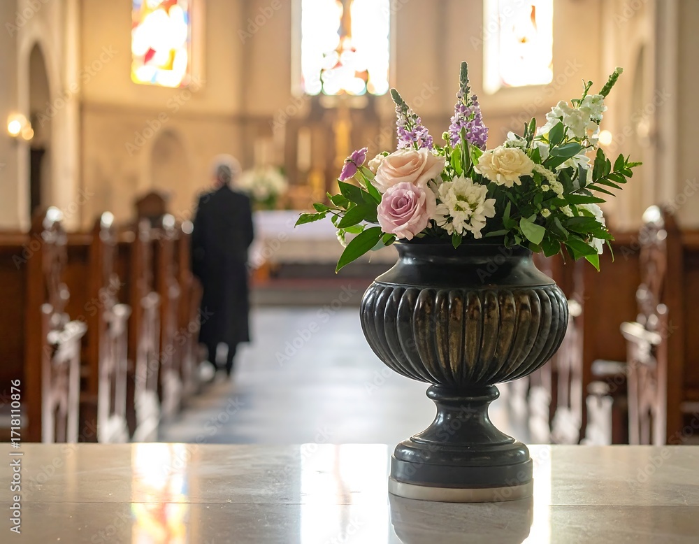 Fototapeta premium Floral arrangement in a church