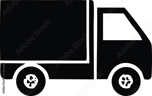 Silhouette of a delivery truck icon representing logistics transport and shipping services for cargo and freight movement