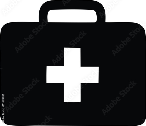 Medical first aid kit symbol icon emergency health care assistance supplies box medical emergency response bag equipment aid icon