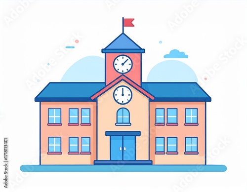 Simple modern school building in flat style