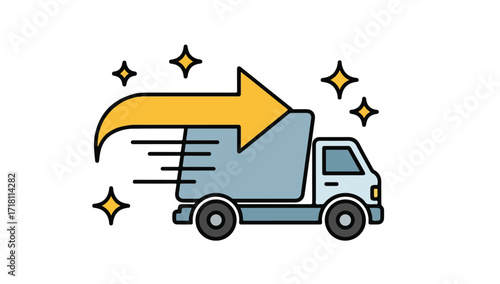 Fast delivery truck icon with a bright yellow arrow, symbolizing rapid shipping.