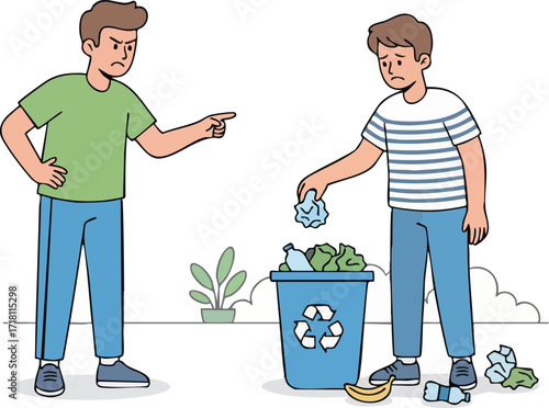 scold a friend for throwing rubbish