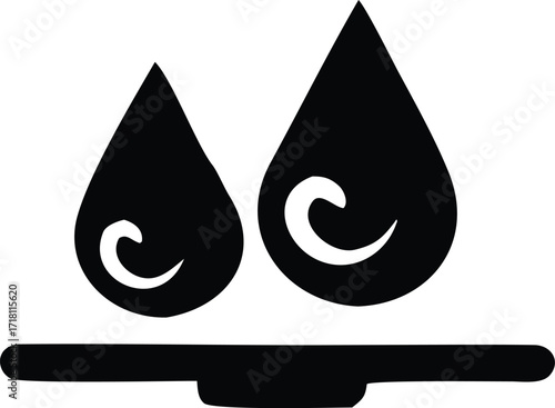 Abstract water droplets symbol representing hydration purity and fluid dynamics or liquid flow concept on a clean surface