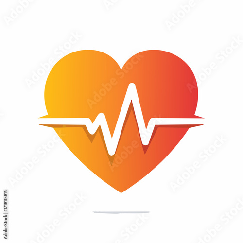 Heart with pulse line, health logo design.