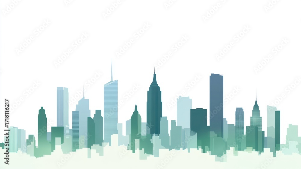 Fototapeta premium Cityscape silhouette in pastel colors