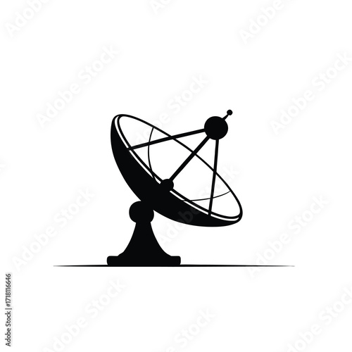 Striking silhouette of a satellite dish antenna reaching towards the sky