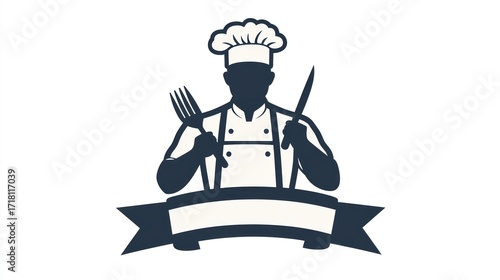 Chef silhouette restaurant logo