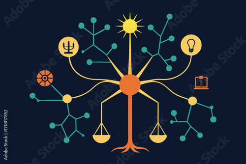 International Day for the Abolition of Slavery Glowing Network Justice Icons Vector