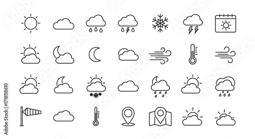 Forecast the possibilities with these modern weather icons! Perfect for apps, websites, and presentations needing a clean, minimalist touch