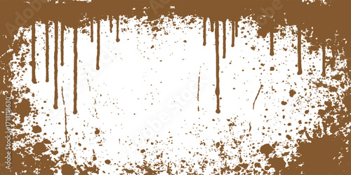 Grunge paint splat and ink texture on a rusty metal background