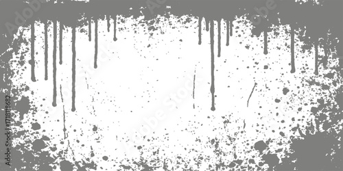 Vector illustration of an abstract black ink splatter border with a grunge texture effect