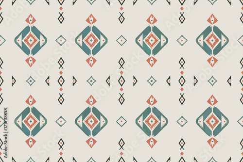 Seamless Ethnic Geometric Pattern with Diamond Shapes