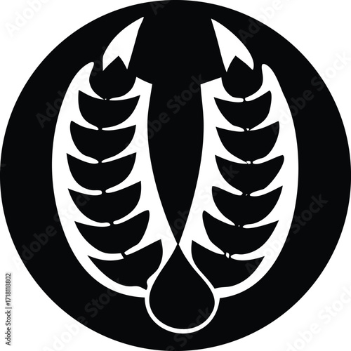 Symbolic emblem of two wheat stalks and a droplet symbolizing harvest and natural resources