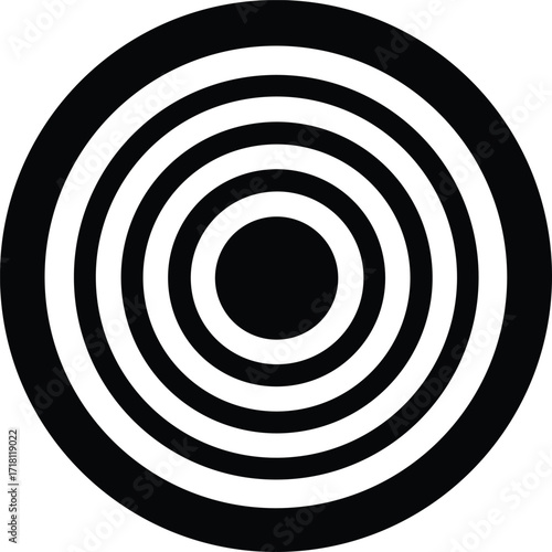 Concentric circles target pattern black and white abstract geometric design optical illusion