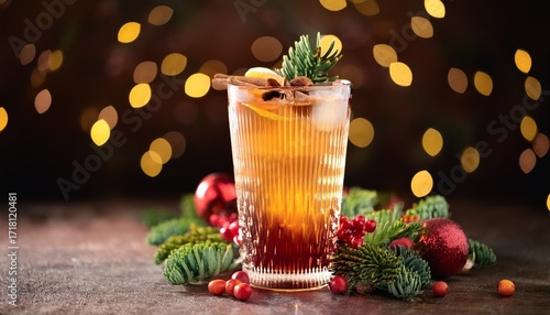 Front Facing Shot Of Festive Holiday Style Cocktail Beverage