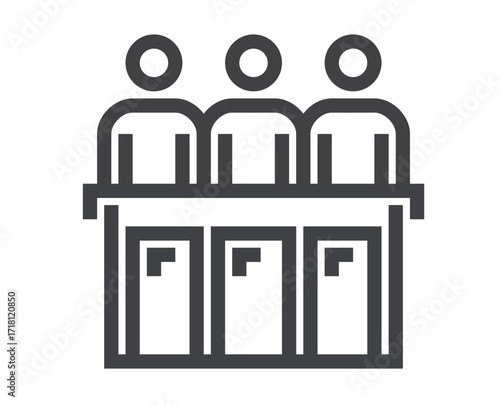 Law and justice court authority line outline isolated icon set. Vector flat graphic design illustration