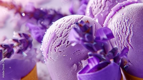 Wallpaper Mural Ice cream close-up with lavender flavor. Selective focus. nature. Torontodigital.ca