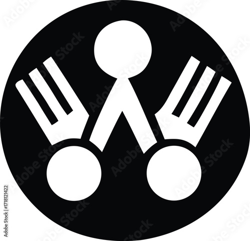 Abstract symbol of connection and unity represented by interlocking shapes within a circle iconic logo design