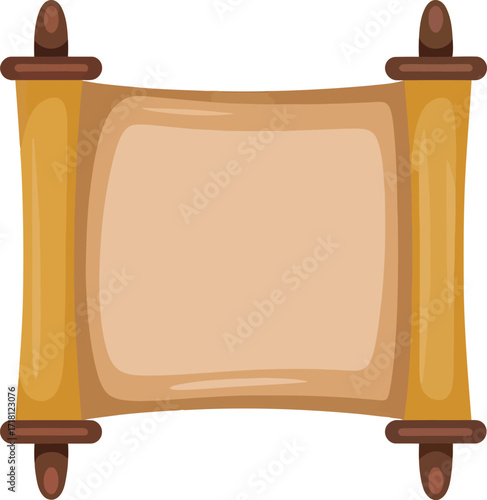 Ancient Blank Scroll Banner for Message Vector Illustration