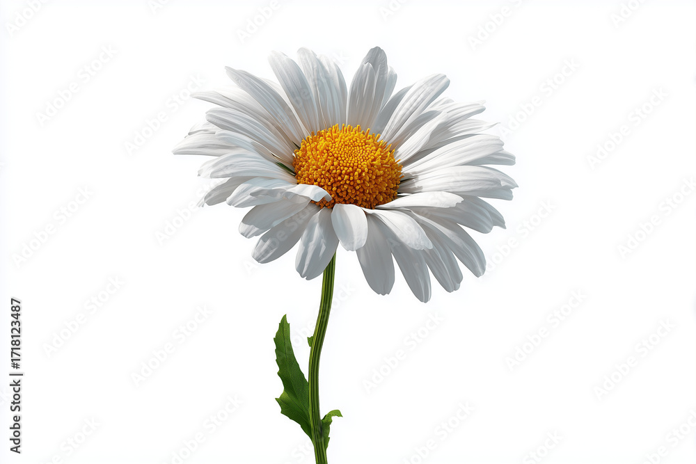 Naklejka premium A cheerful daisy, 3D render, isolated on a white background.