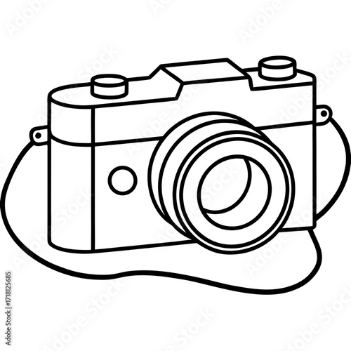 Line drawing of a camera on white background  