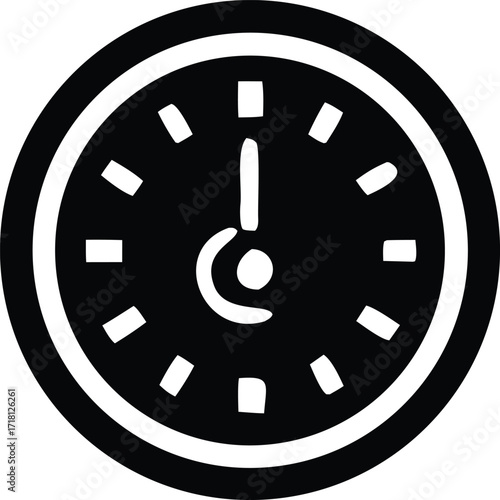 Simple vintage clock icon representing time passing and time management for general use