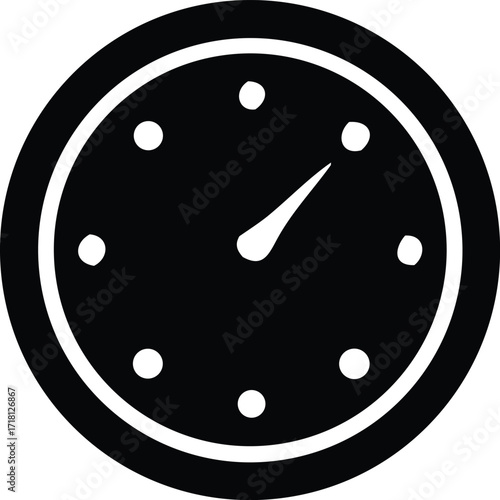 Simple silhouette clock face icon symbolizing time management and punctuality for business and personal use