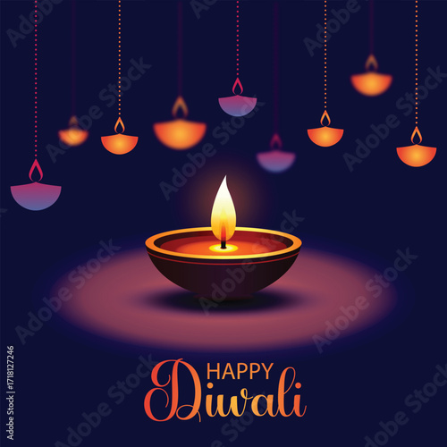 Diwali Celebration Illuminated Diyas and Festive Greetings