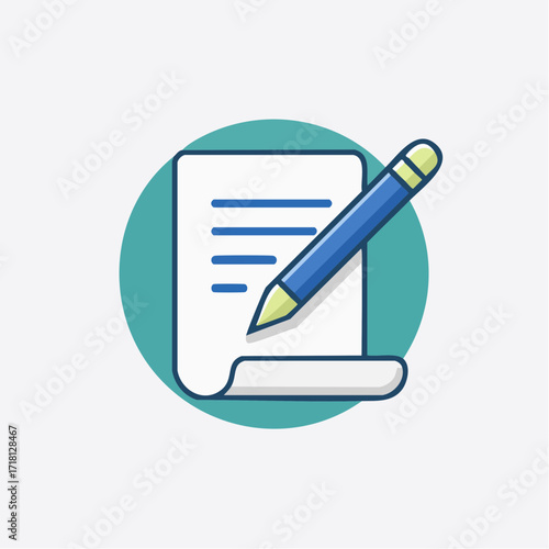 Illustration of a document with lines and a pencil, representing writing and note-taking.