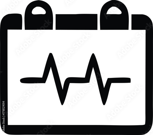 Heartbeat pulse waveform medical calendar reminder icon symbol simple graphic representation healthcare schedule appointment