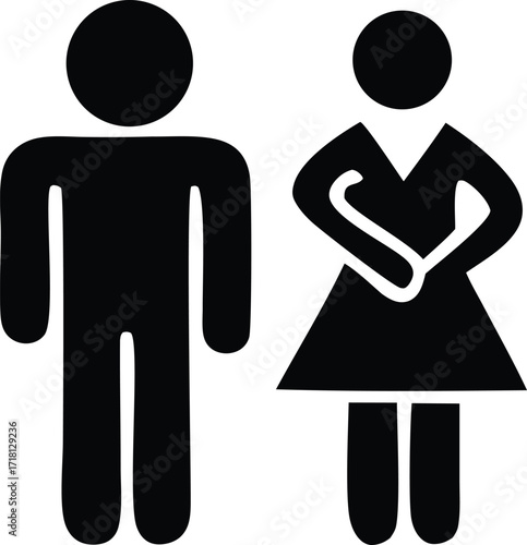 Gender neutral restroom symbol silhouette icon of male and female figures for public facilities signage