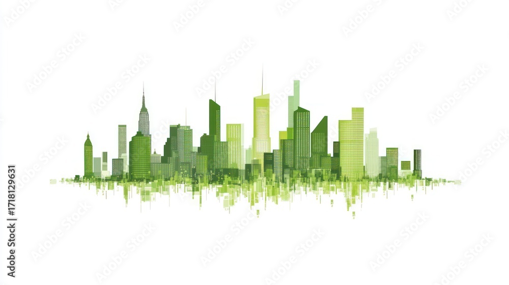 Fototapeta premium Abstract green city skyline