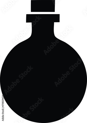 Stylized black silhouette of a vintage canteen or flask with a stopper ideal for adventure and travel designs