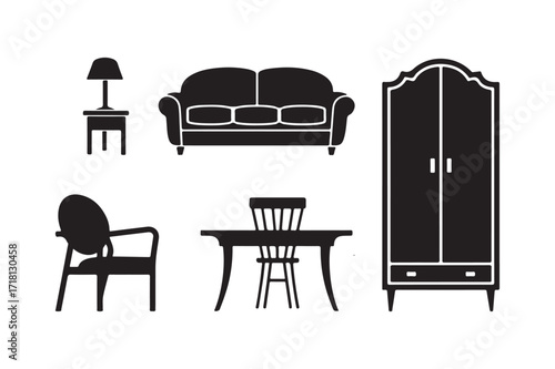 Silhouette collection of classic furniture pieces