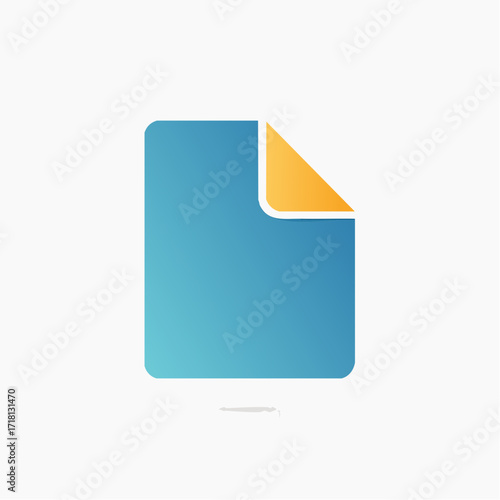 A stylized graphic of a document or file, featuring a softly curved corner.