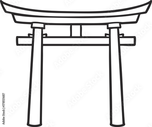 Red Torii Gate Japanese Shrine Symbol on White Background