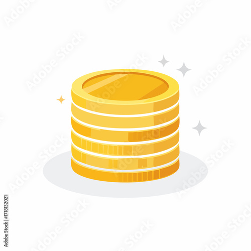 Stack of shiny gold coins, isolated on white.