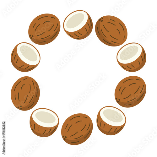 Coconut round frame tropical design