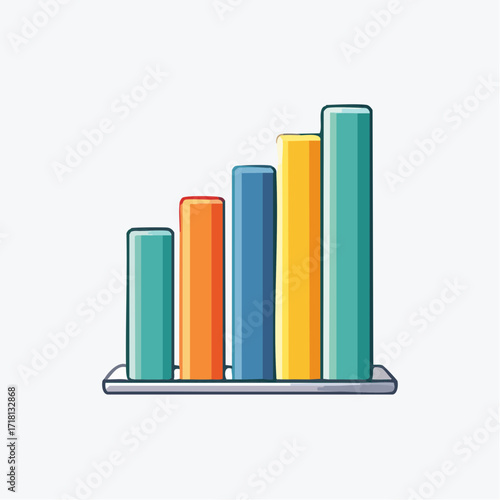 A colorful bar graph illustration showing increasing values, representing data analysis and growth.